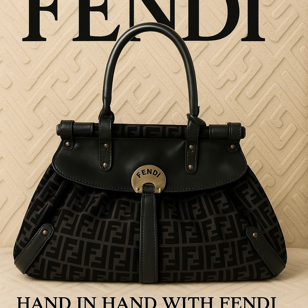 Fendi Zucca Black Designer Handbag
